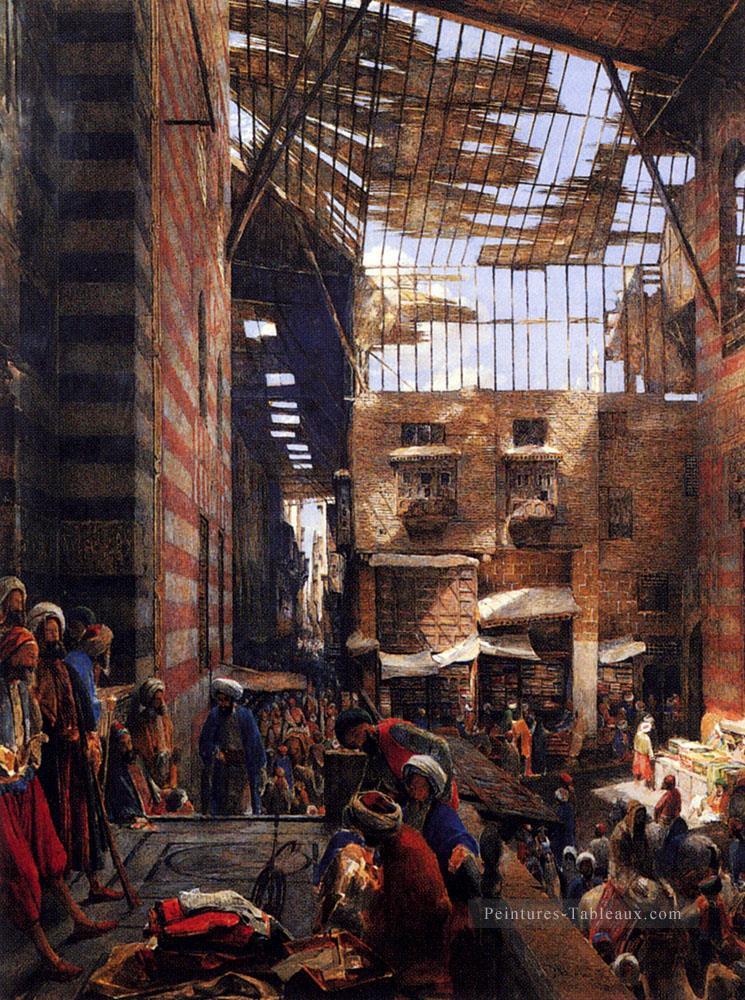 Une vue de la rue et Morque de Ghorreyah au Caire John Frederick Lewis Arabes Peintures à l'huile